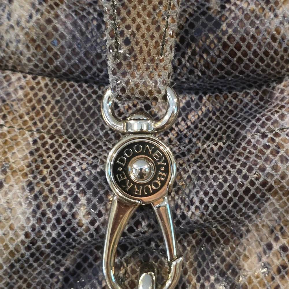 Dooney & Bourke Hobo Bag Womens Large Grey Snakeskin Embossed Leather Good